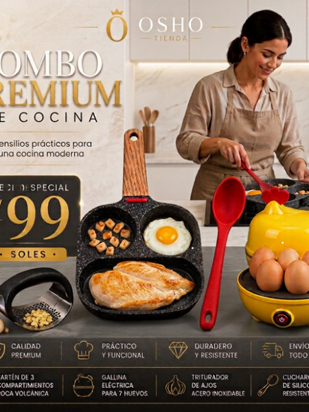 Combo Sarten de 3 Compartimientos y Gallina Electrica (CT)